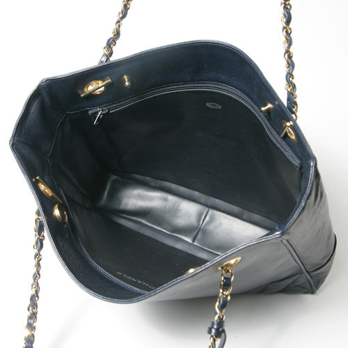 OLD CHANEL チェーントートバッグ（紺）