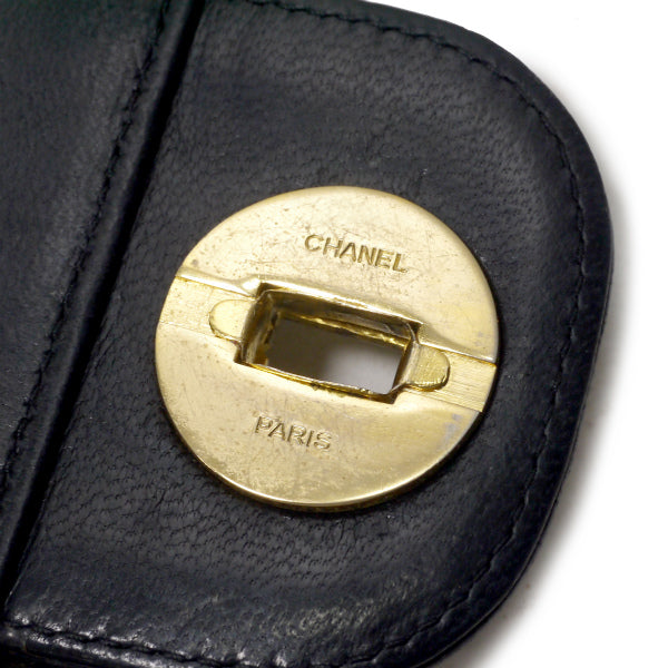 OLD CHANEL　逆ココ!マトラッセ WフラップWチェーンバッグ（黒）
