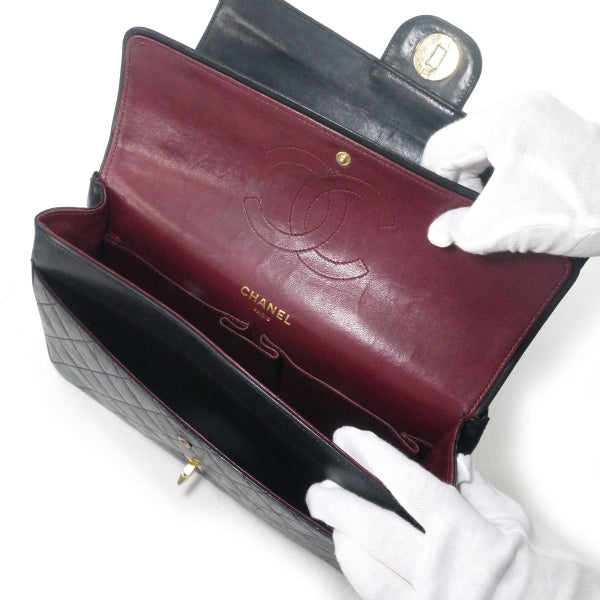 OLD CHANEL　逆ココ!マトラッセ WフラップWチェーンバッグ（黒）