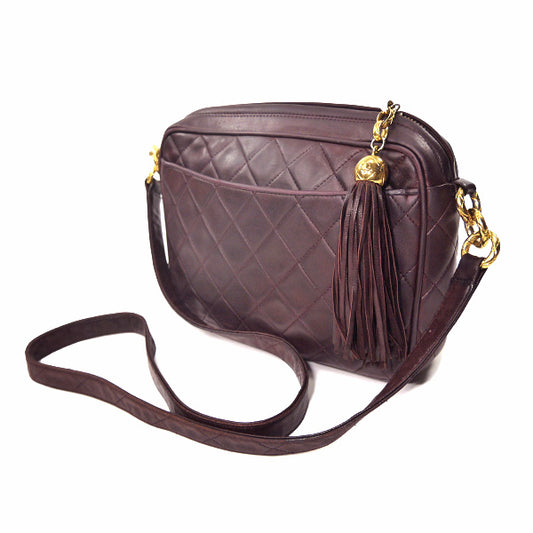 OLD CHANEL　フリンジ付マトラッセ 斜めがけショルダー（ボルドー）