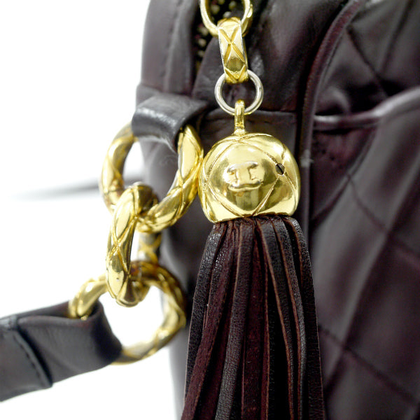 OLD CHANEL　フリンジ付マトラッセ 斜めがけショルダー（ボルドー）