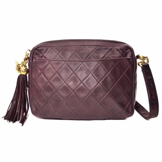 OLD CHANEL　フリンジ付マトラッセ 斜めがけショルダー（ボルドー）