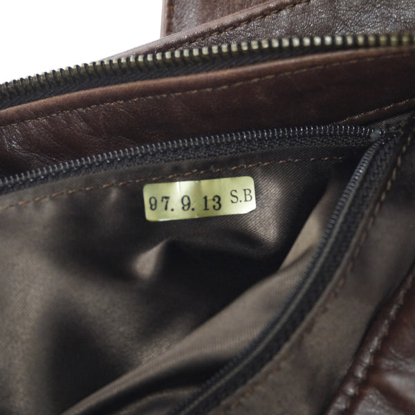 OLD CHANEL　フリンジ付ココマークステッチ総革ショルダー（茶）