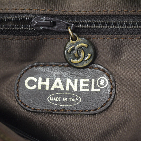 OLD CHANEL　フリンジ付ココマークステッチ総革ショルダー（茶）