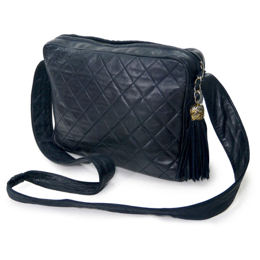 OLD CHANEL　フリンジ付ダイヤココマークショルダー（濃紺）