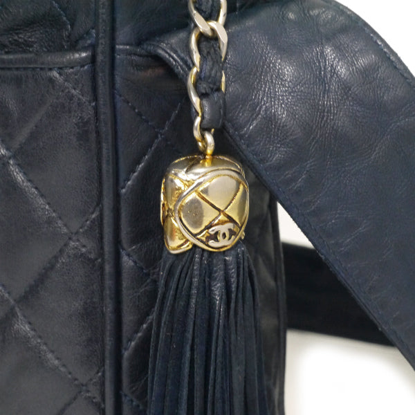 OLD CHANEL　フリンジ付ダイヤココマークショルダー（濃紺）