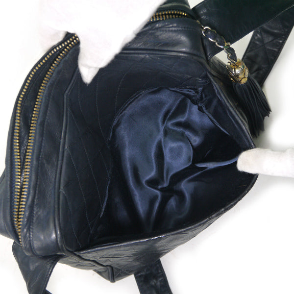 OLD CHANEL　フリンジ付ダイヤココマークショルダー（濃紺）