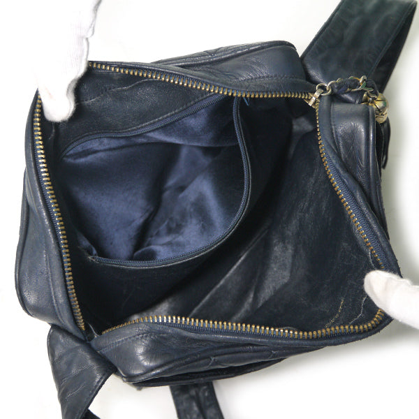 OLD CHANEL　フリンジ付ダイヤココマークショルダー（濃紺）