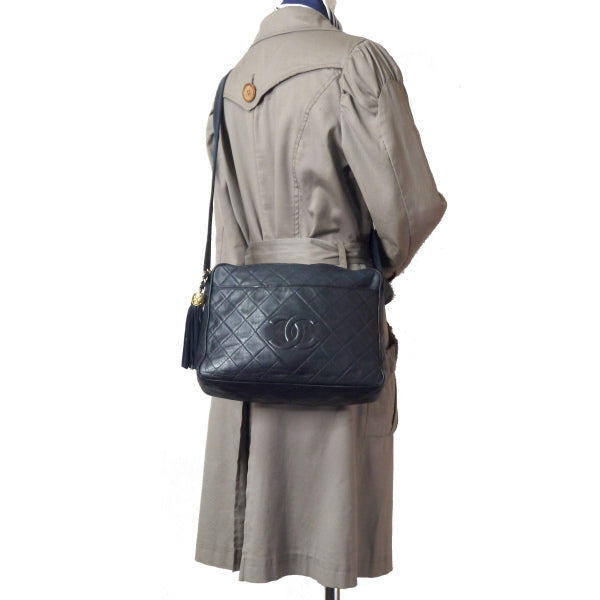 OLD CHANEL　フリンジ付ダイヤココマークショルダー（濃紺）