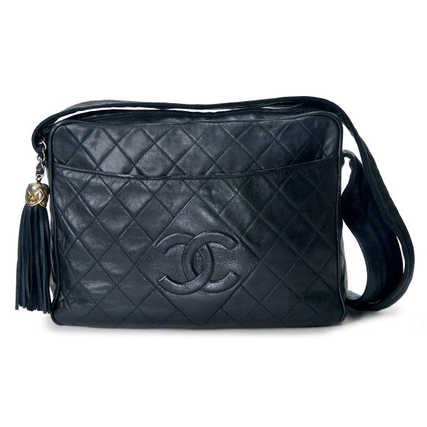 OLD CHANEL　フリンジ付ダイヤココマークショルダー（濃紺）