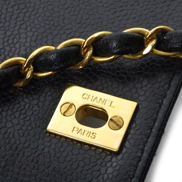 OLD CHANEL　極美品!!スクエア型チェーンバッグ（黒/キャビアスキン）