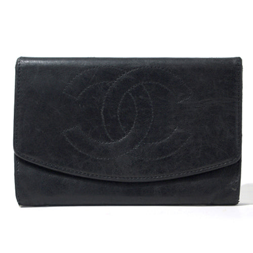 CHANEL　ラム皮財布(黒）