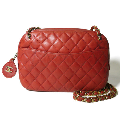 OLD CHANEL　マトラッセ　Ｗチェーンショルダー（赤）