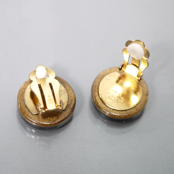 OLD CHANEL　四葉のクローバーイヤリング（ゴールドラメ）