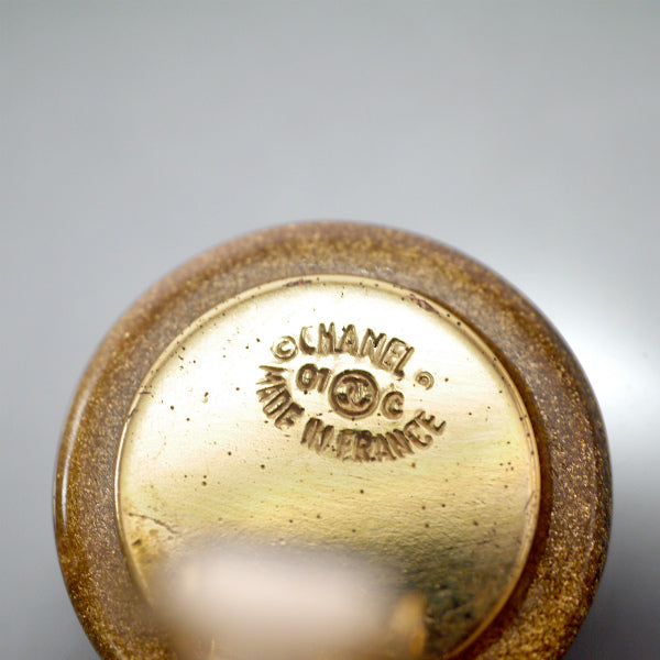 OLD CHANEL　四葉のクローバーイヤリング（ゴールドラメ）