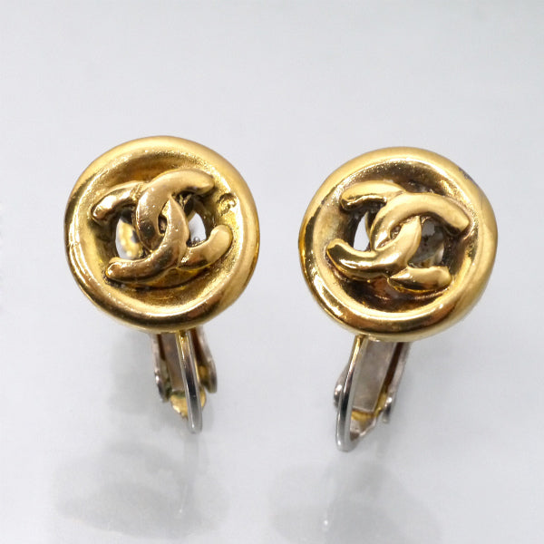 OLD CHANEL　ラウンドカットアウトココマークイヤリング（ゴールド）
