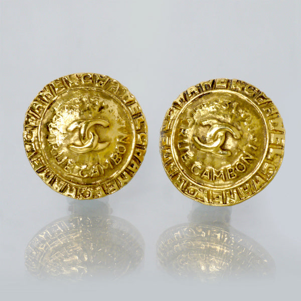 OLD CHANEL　ラウンドカンボンデザイン ココマークイヤリング（ゴールド）