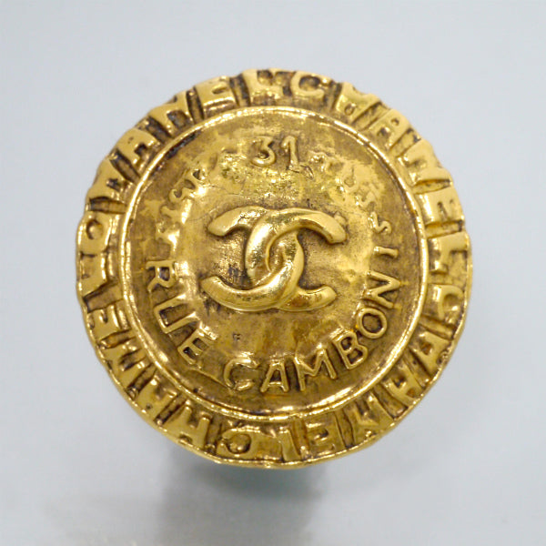 OLD CHANEL　ラウンドカンボンデザイン ココマークイヤリング（ゴールド）