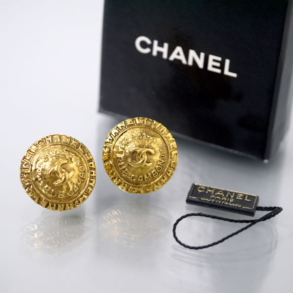 OLD CHANEL　ラウンドカンボンデザイン ココマークイヤリング（ゴールド）