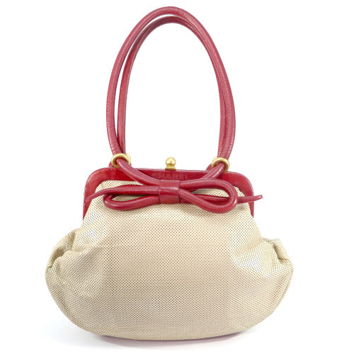 OLD CHANEL リボンモチーフがま口ハンドバッグ