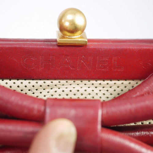 OLD CHANEL リボンモチーフがま口ハンドバッグ