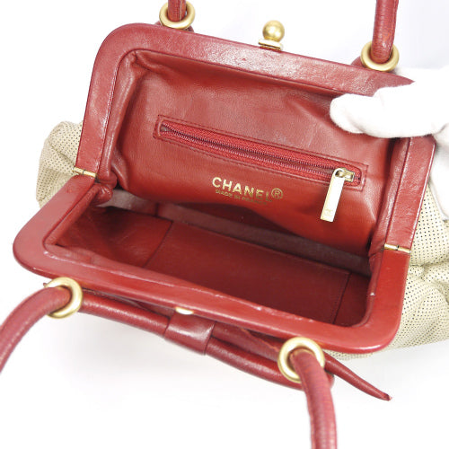 OLD CHANEL リボンモチーフがま口ハンドバッグ