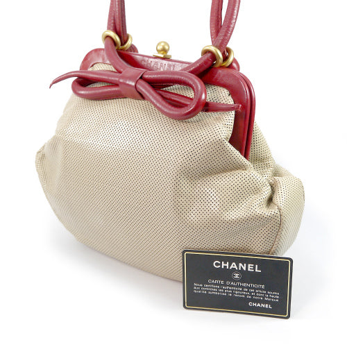 OLD CHANEL リボンモチーフがま口ハンドバッグ