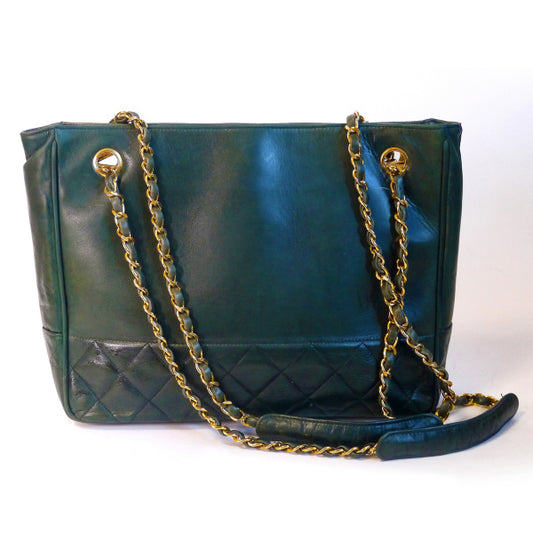 OLD CHANEL　マトラッセトートバッグ（深緑）