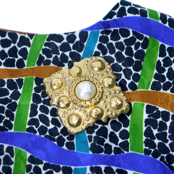 OLD CHANEL パール×ゴールド ダイヤ形ビッグブローチ