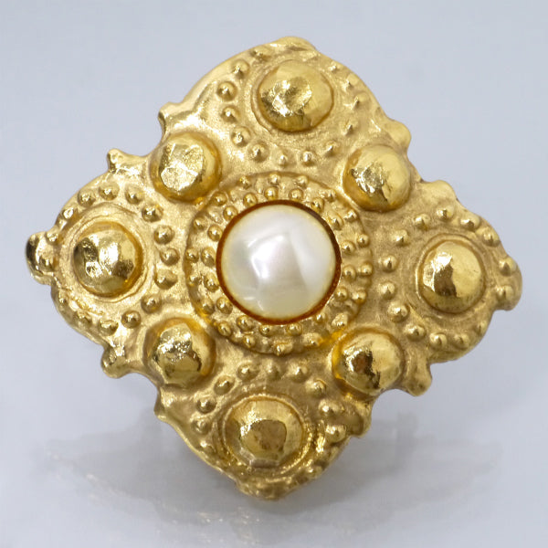 OLD CHANEL パール×ゴールド ダイヤ形ビッグブローチ