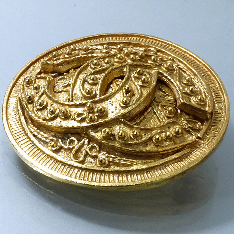 Vintage CHANEL COCOマークブローチ (ゴールド)