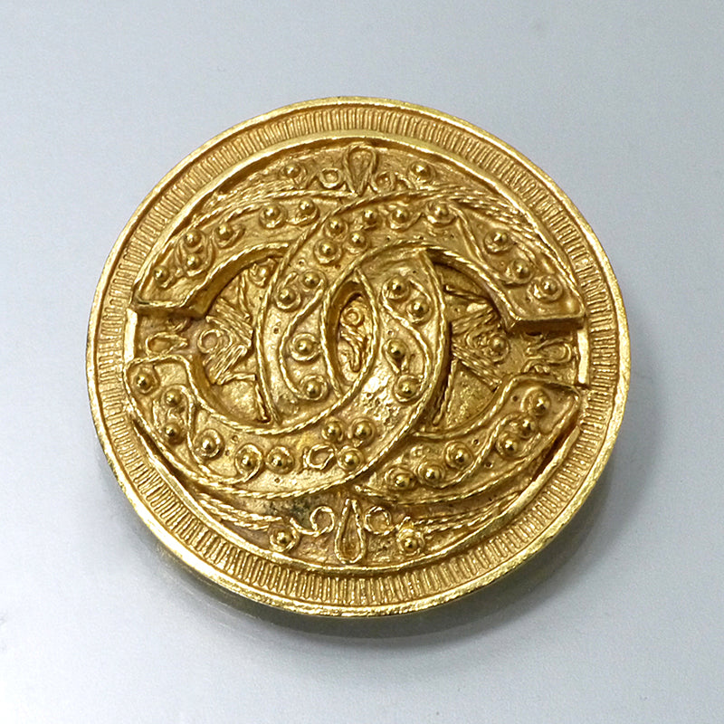 Vintage CHANEL COCOマークブローチ (ゴールド)