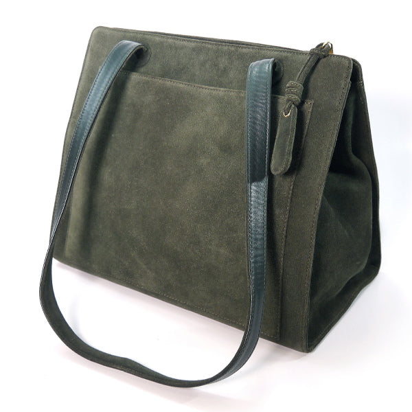 OLD CHANEL ココマーク スエード大型ショルダー(ダークカーキ)