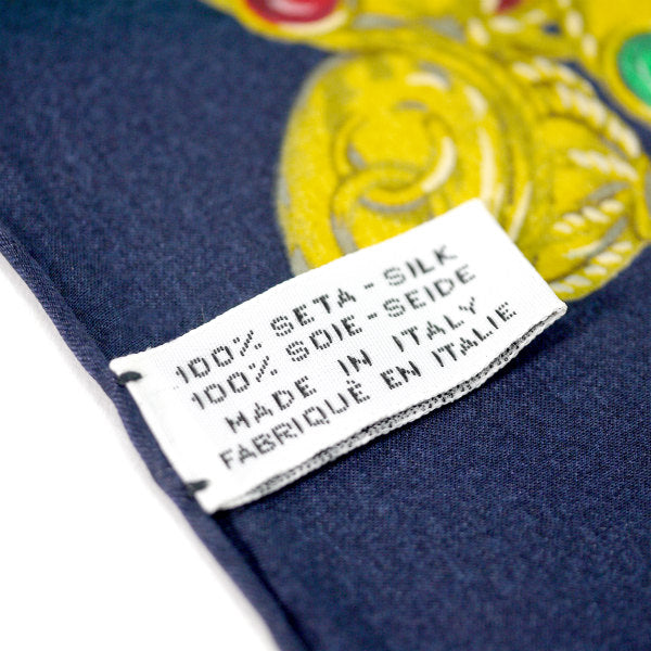 CHANEL　シルク大判スカーフ ジュエリー柄（ネイビー系）