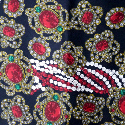 OLD CHANEL　シルク大判スカーフ ジュエリー柄（黒系）