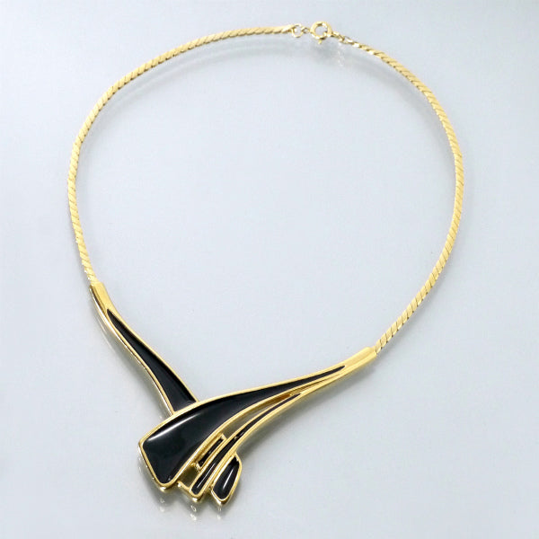 TRIFARI　ブラックエナメルVintageネックレス（ゴールド）