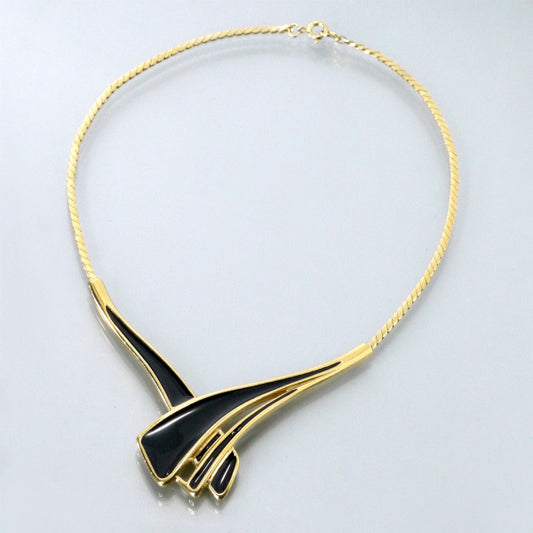 TRIFARI　ブラックエナメルVintageネックレス（ゴールド）