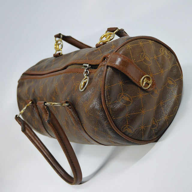 TRUSSARDI　グレイハウンド総革ミニボストン（茶）