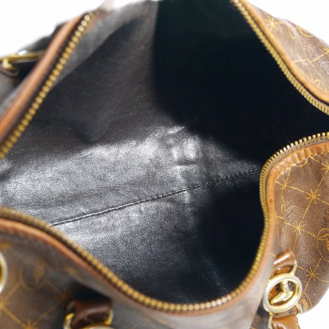 TRUSSARDI　グレイハウンド総革ミニボストン（茶）