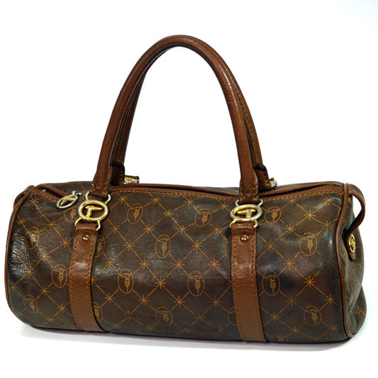 TRUSSARDI　グレイハウンド総革ミニボストン（茶）