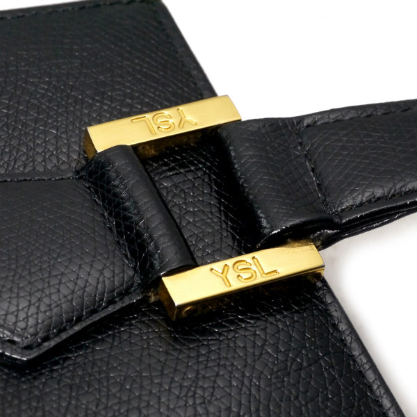 YVES SAINT LAURENT 総革台形トートバッグ（黒）