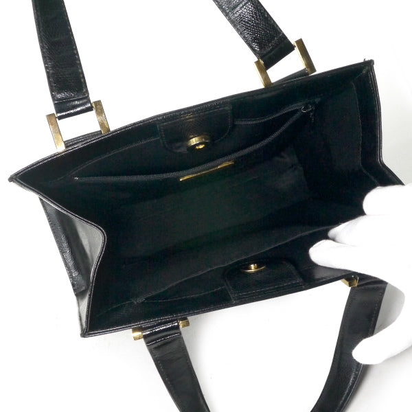 YVES SAINT LAURENT 総革台形トートバッグ（黒）