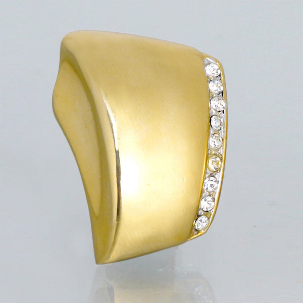 YVES SAINT LAURENT　ラインストーン変形イヤリング（ゴールド）