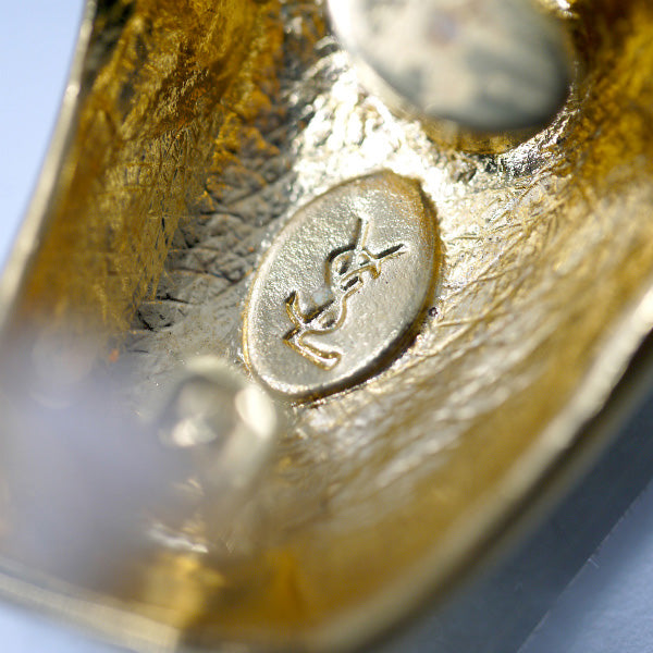 YVES SAINT LAURENT　ラインストーン変形イヤリング（ゴールド）