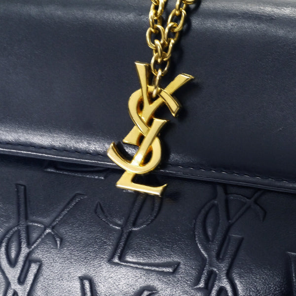 YVES SAINT LAURENT　ロゴ押しハンドバッグ（ネイビー）