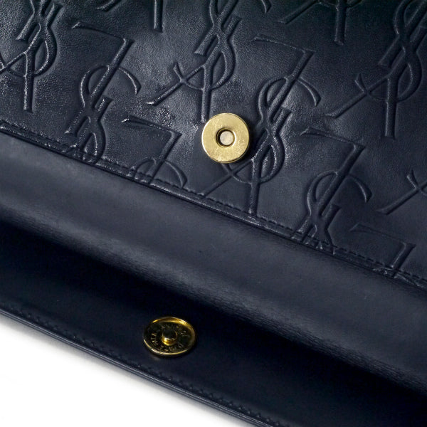 YVES SAINT LAURENT　ロゴ押しハンドバッグ（ネイビー）