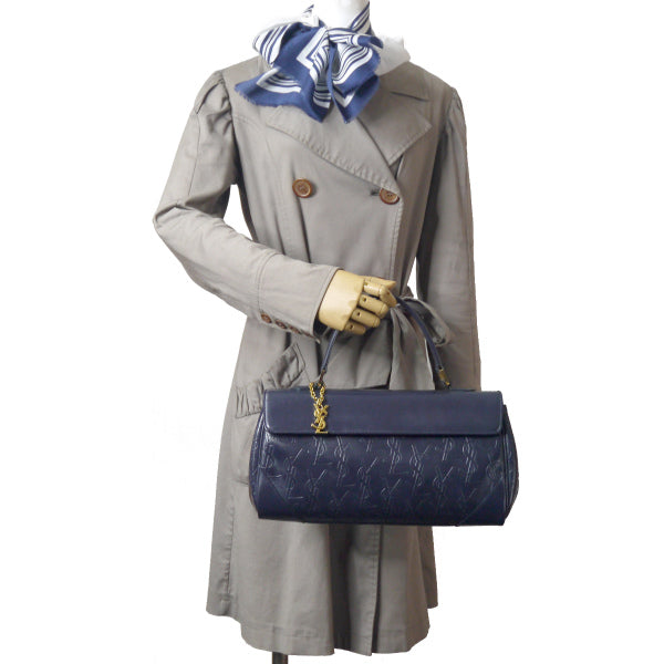 YVES SAINT LAURENT　ロゴ押しハンドバッグ（ネイビー）