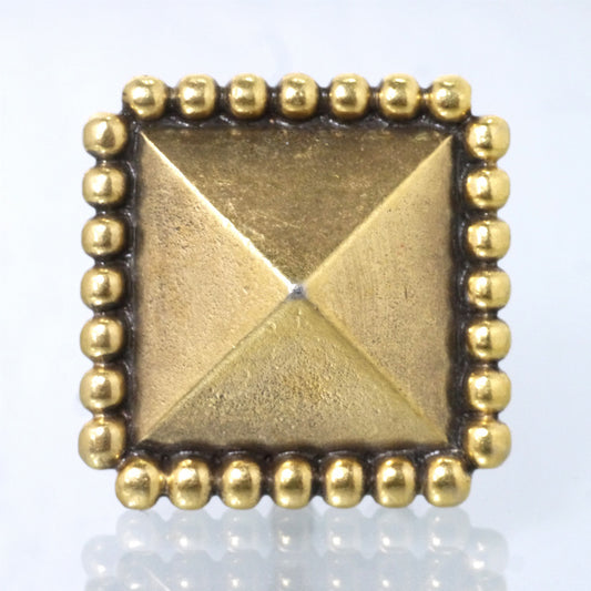 YVES SAINT LAURENT　大ぶりピラミッドイヤリング（真鍮古美）