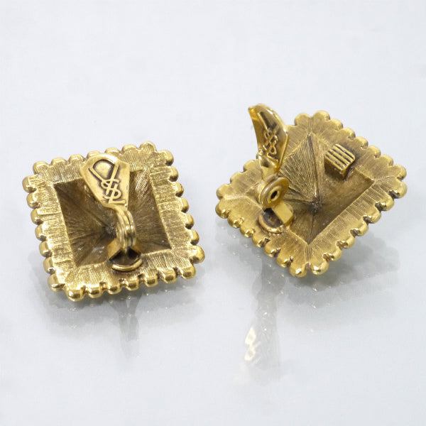 YVES SAINT LAURENT　大ぶりピラミッドイヤリング（真鍮古美）