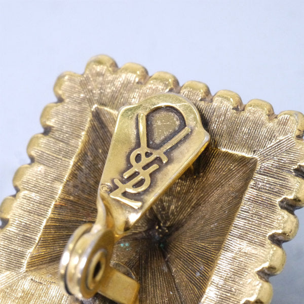 YVES SAINT LAURENT　大ぶりピラミッドイヤリング（真鍮古美）